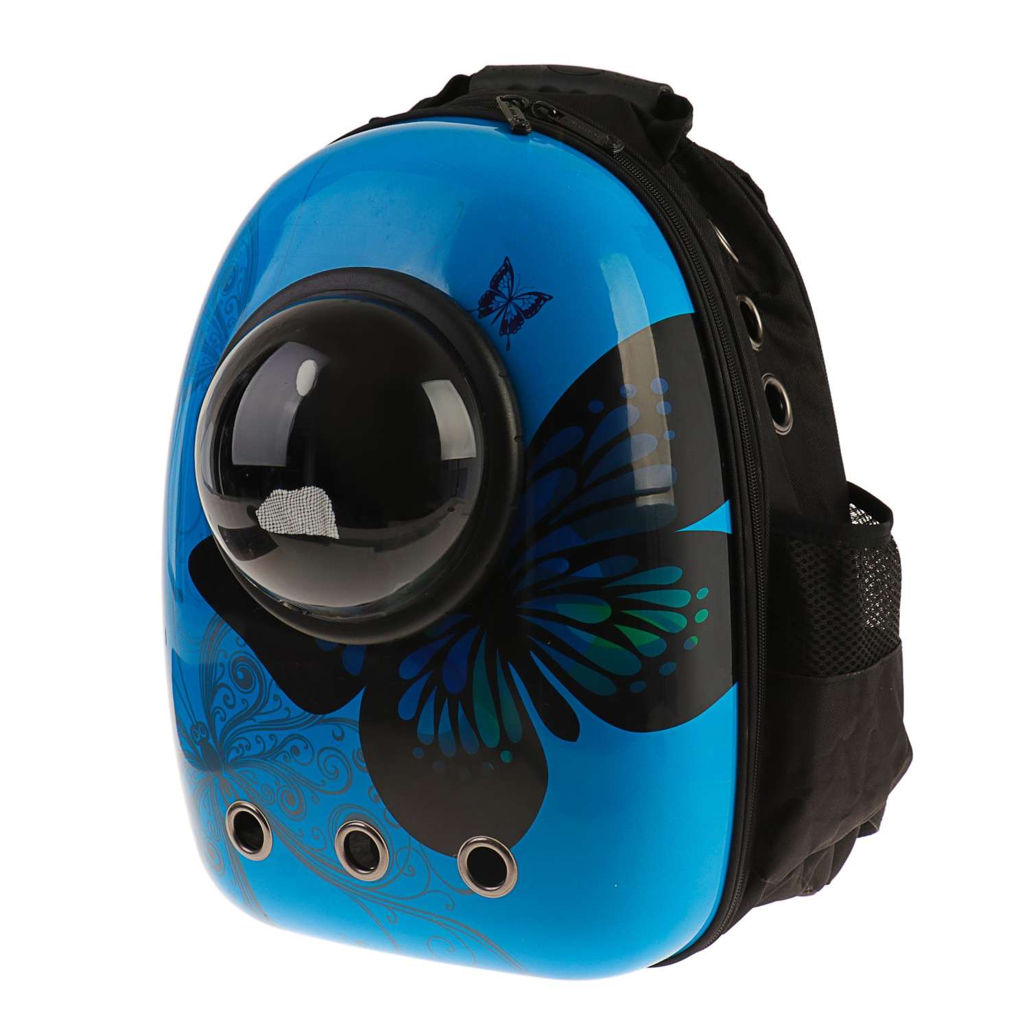 Рюкзак для переноски животных Пижон с окном для обзора «Бабочка» 32х26х44 см голубой - фото 1