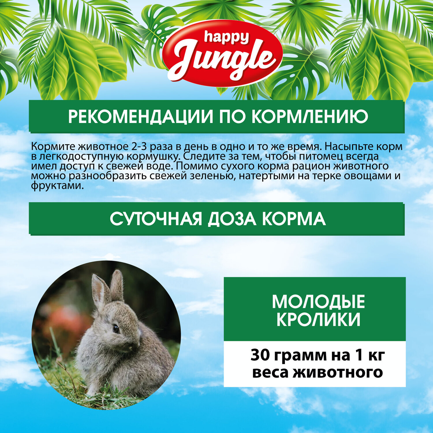 Корм для кроликов HappyJungle молодых 400г - фото 8