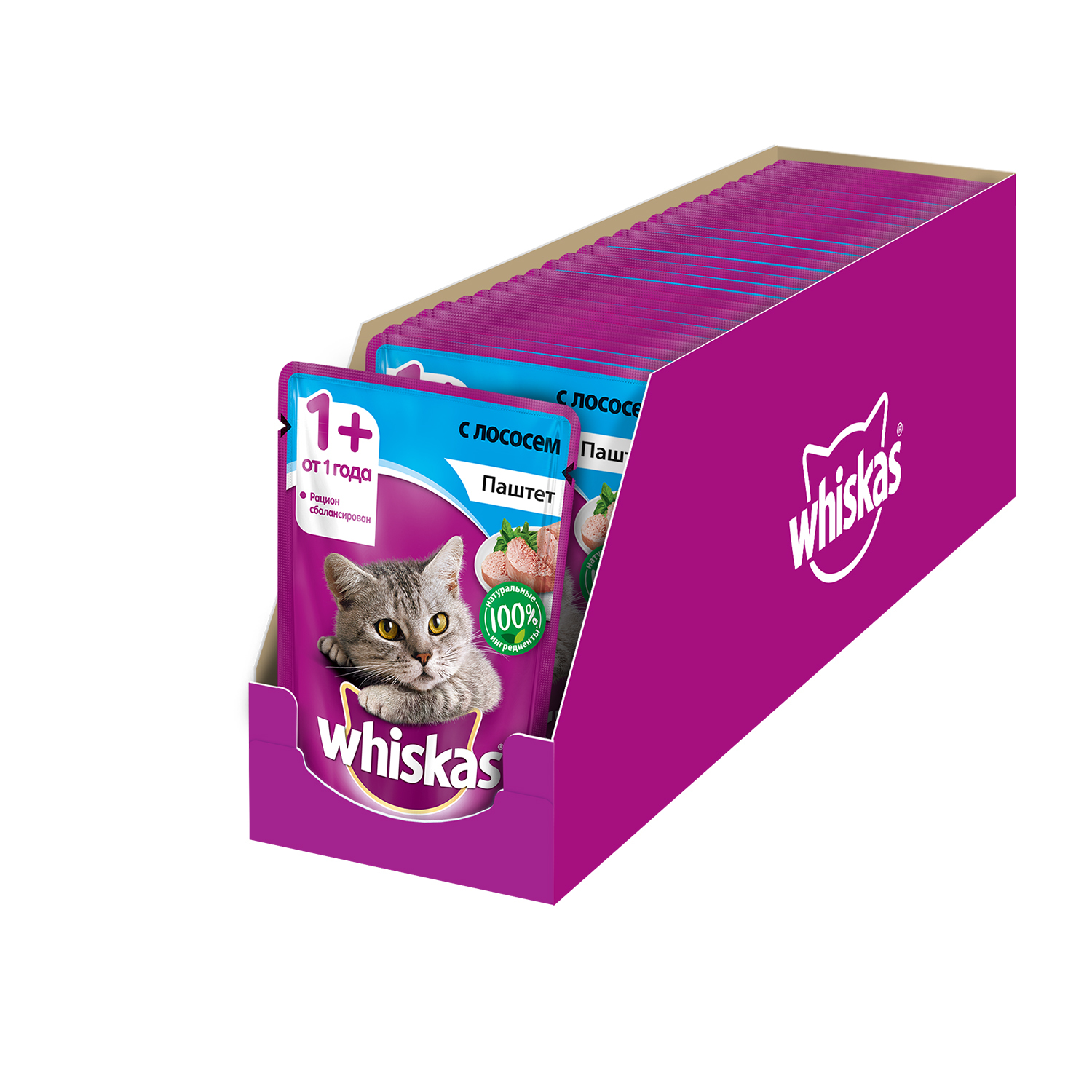 Корм влажный для кошек Whiskas 85г паштет с лососем пауч - фото 3