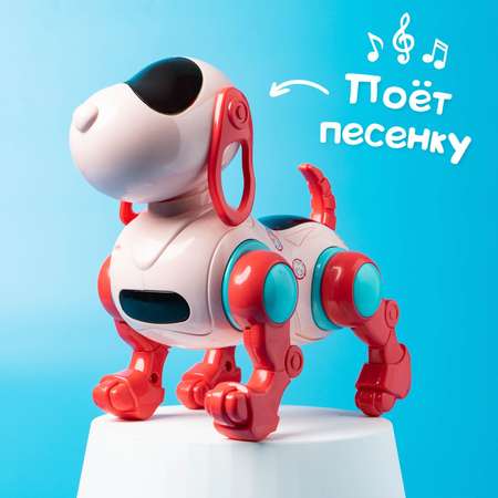 Собака IQ BOT DOG ходит поёт работает от батареек цвет розовый