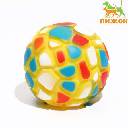 Игрушка Пижон пищащая «Мяч-пятнашка» для собак 7 см жёлтая
