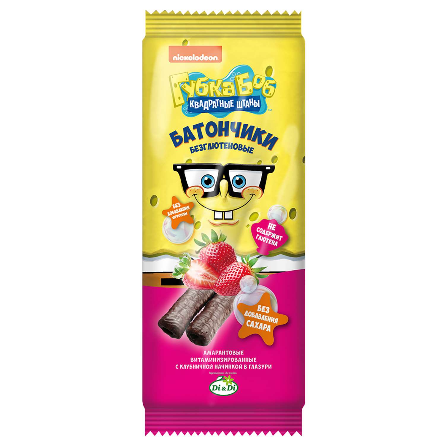 Батончики Sponge Bob амарантовые с клубничной начинкой глазированные 20г - фото 1