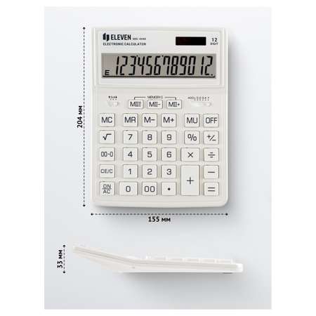 Калькулятор Eleven SDC-444X-WH 12 разрядов двойное питание 155*204*33мм белый