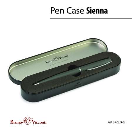 Ручка шариковая Bruno Visconti автоматическая sienna цвет корпуса серый 1 мм синий в черном футляре