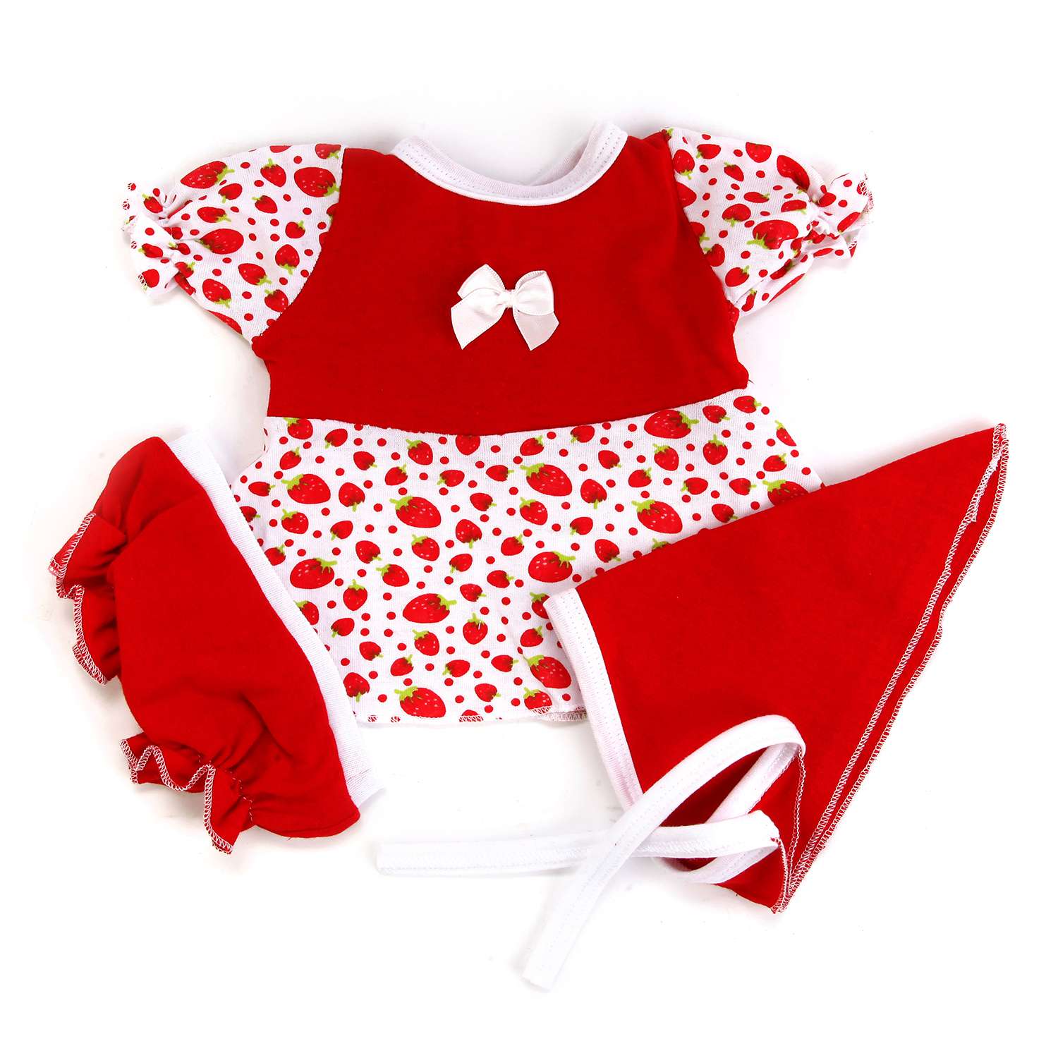 Одежда для куклы Карапуз 40-42 см платье с шортиками цвет красный 234281 - фото 1
