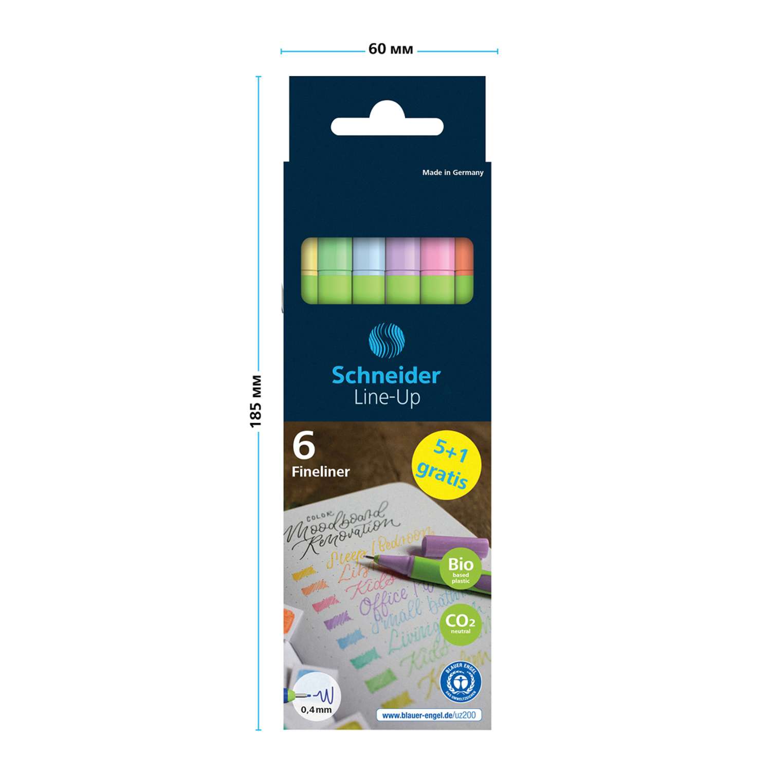 Набор капиллярных ручек SCHNEIDER Line-Up Pastel 6 цветов 0.4 мм картон упаковка европодвес - фото 3
