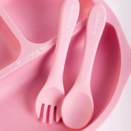 Набор детской посуды Morning Sun Силиконовый 4 предмета розовый