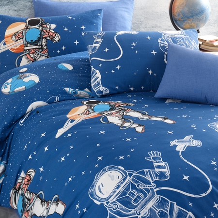 Комплект постельного белья ATLASPLUS астронавт синий полутороспальный