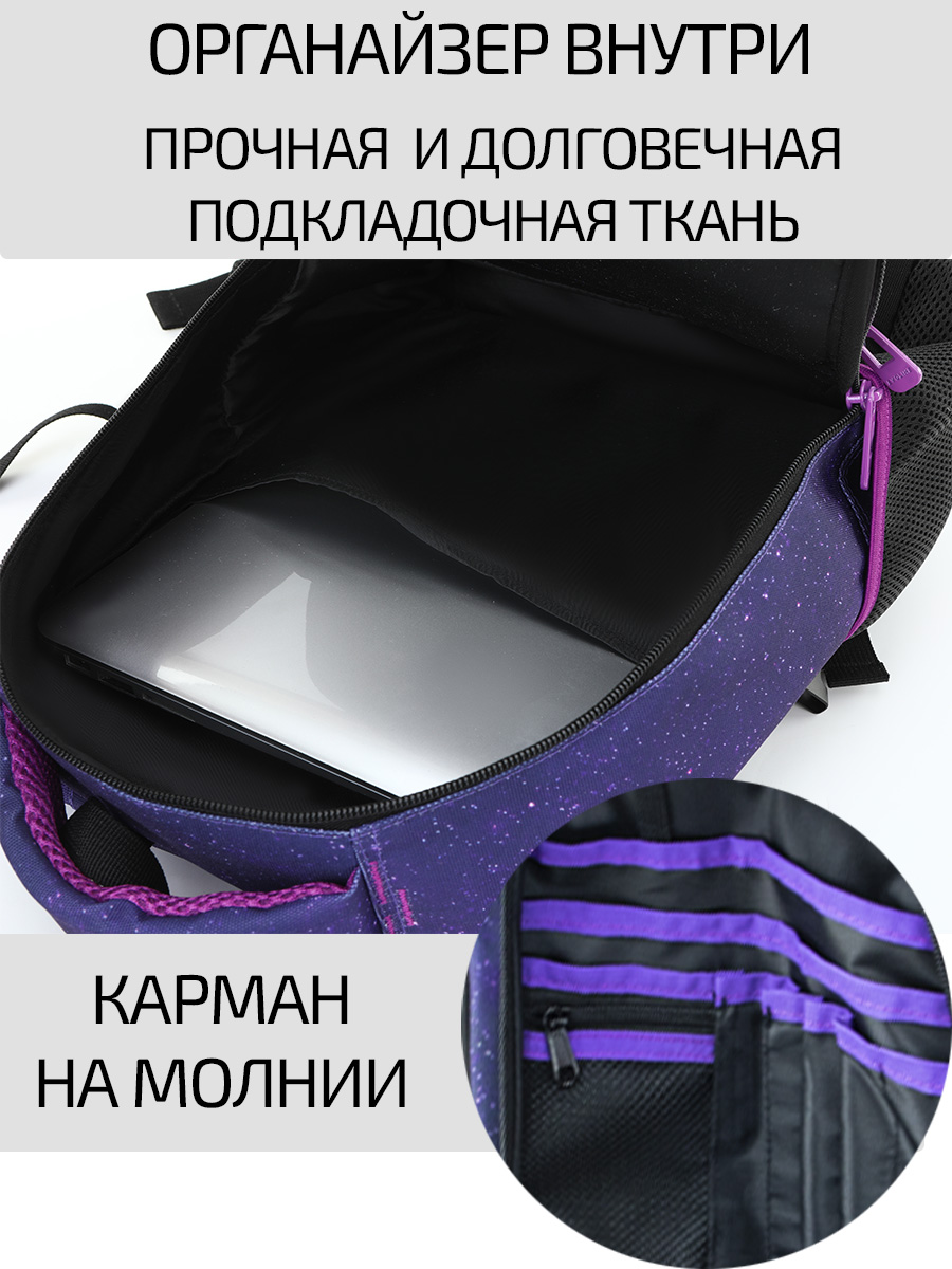 Рюкзак школьный Evoline Черный цветная кошка Size: 41x30x16cm SKY-CAT-2 - фото 4