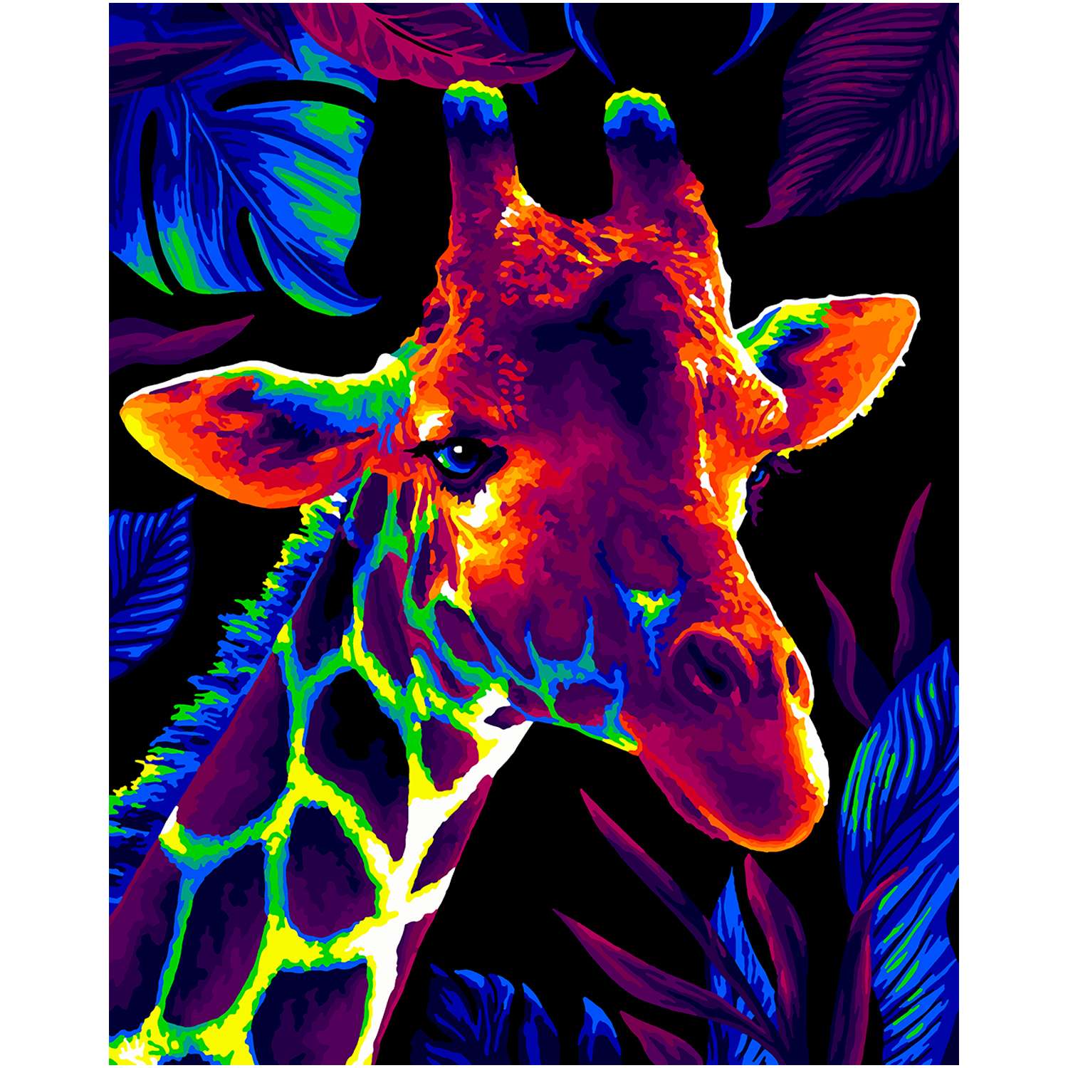 Картина по номерам LORI Неоновый жираф 40х50 см на холсте с деревянным подрамником - фото 1