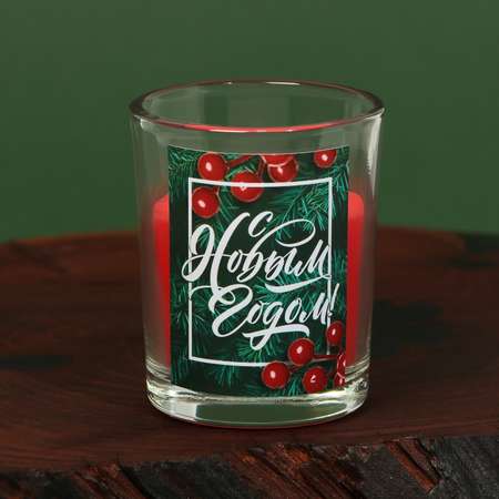 Новогодние свечи Зимнее волшебство в стакане (набор 2 шт.) «С Новым годом!» аромат ваниль