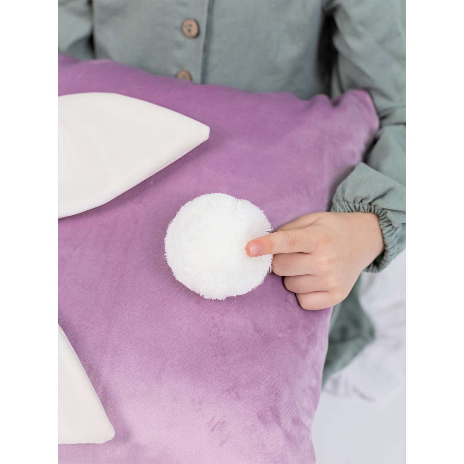 Подушка декоративная детская Мишель Ушки сиреневый цвет - фото 4