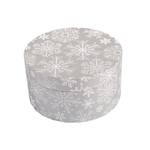 Коробка подарочная Cartonnage Снежинки серый металлик круглая