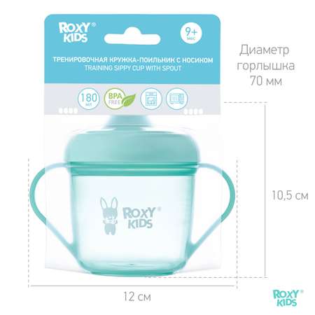 Детский поильник-чашка ROXY-KIDS с твердым носиком 180мл цвет мятный