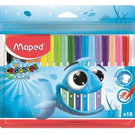 Фломастеры MAPED Color peps ocean суперсмываемые 18цветов