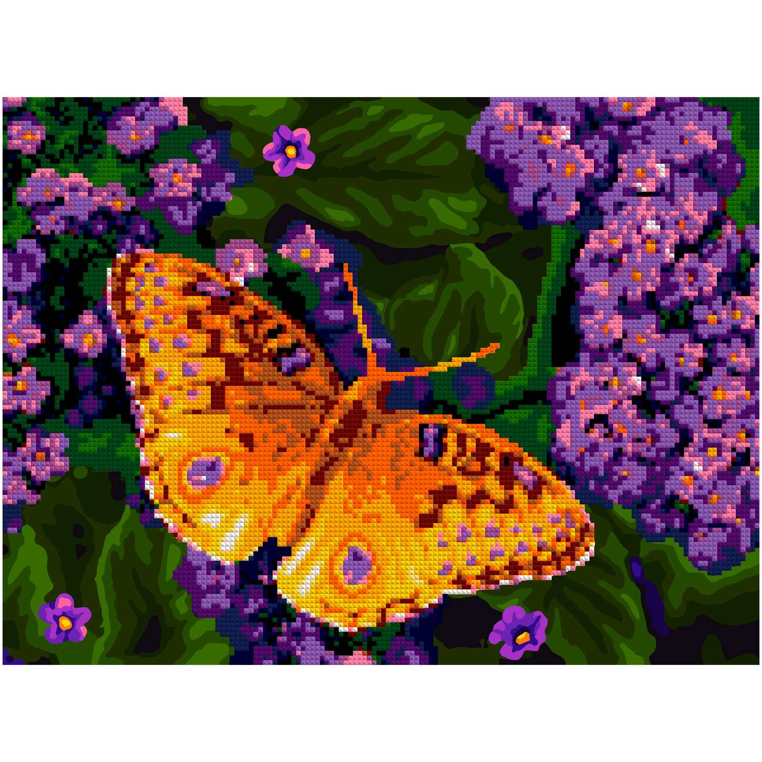 Алмазная мозаика на холсте LORI с частичным заполнением Фиолетовые цветочки 40х30 см - фото 1