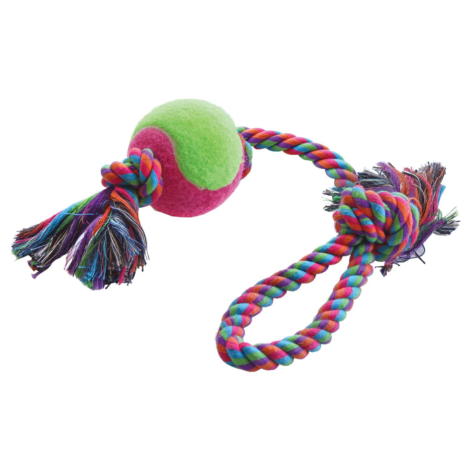 Игрушка для собак Triol Верёвка с петлей 2 узла и мяч d6.5/43см - фото 1