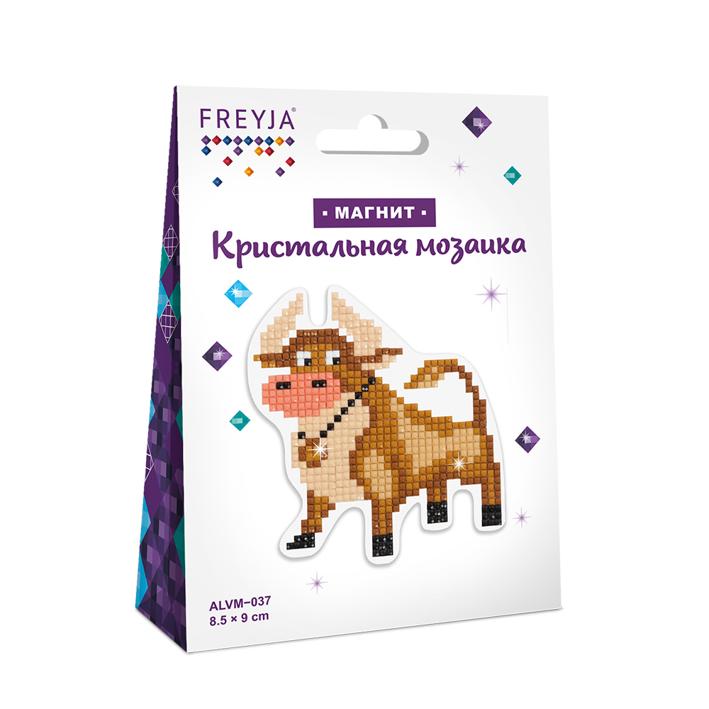 Кристальная мозаика Фрея ALVM-037 магнит Бычок 8.5 х 9 см - фото 1