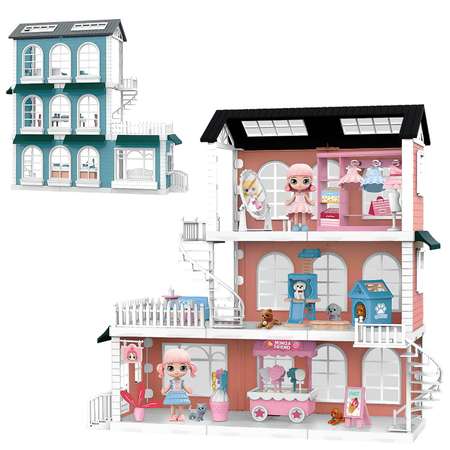 Игровой набор Модульный домик ABTOYS Собери сам 8 секций Мини куколки с питомцами и их домиками В кондитерской В гардеробной