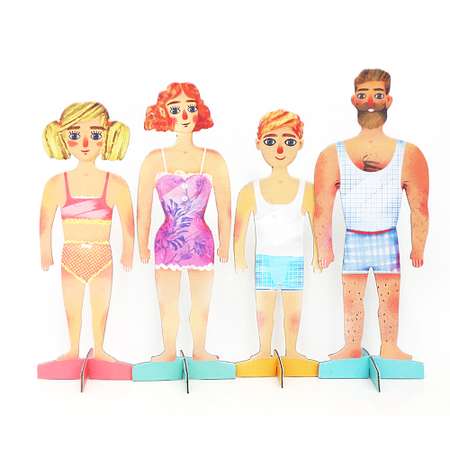 Магнитный набор BeeZee Toys МП Семья Картонкиных одевашка 4 фигурки кукол 16 комплектов нарядов