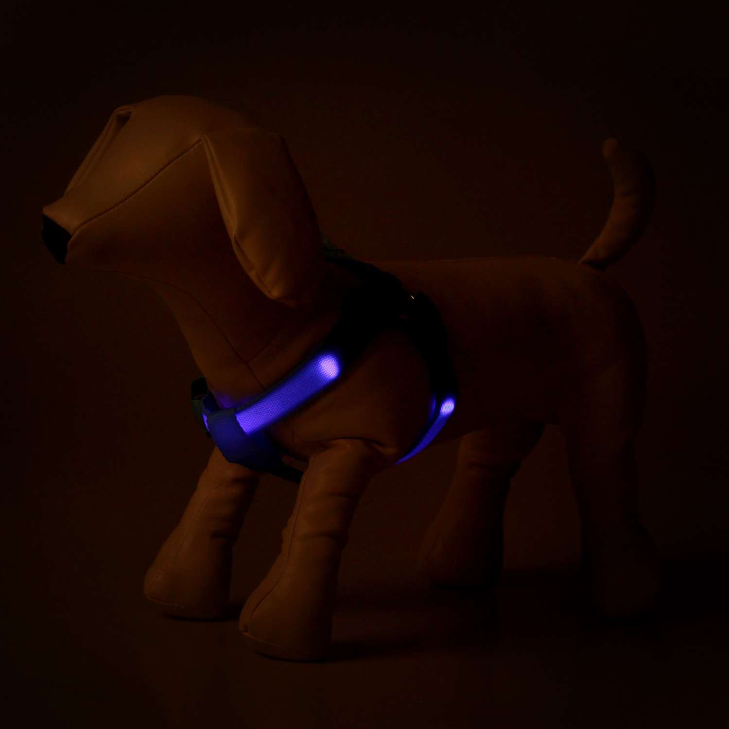 Шлейка Пижон светящаяся на батарейках M голубая - фото 3