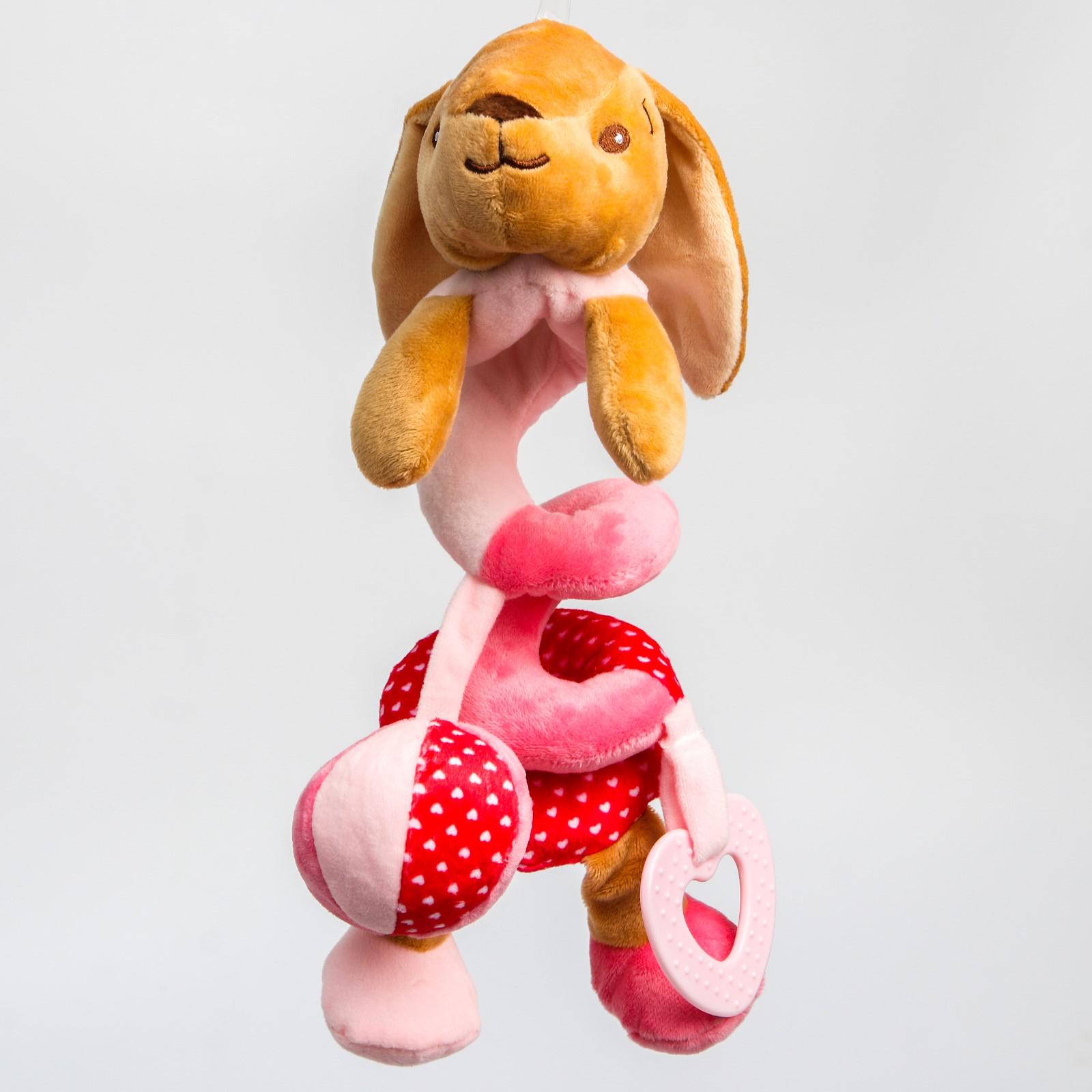 Игрушка-подвеска Крошка Я с погремушкой Зайка розовая - фото 2
