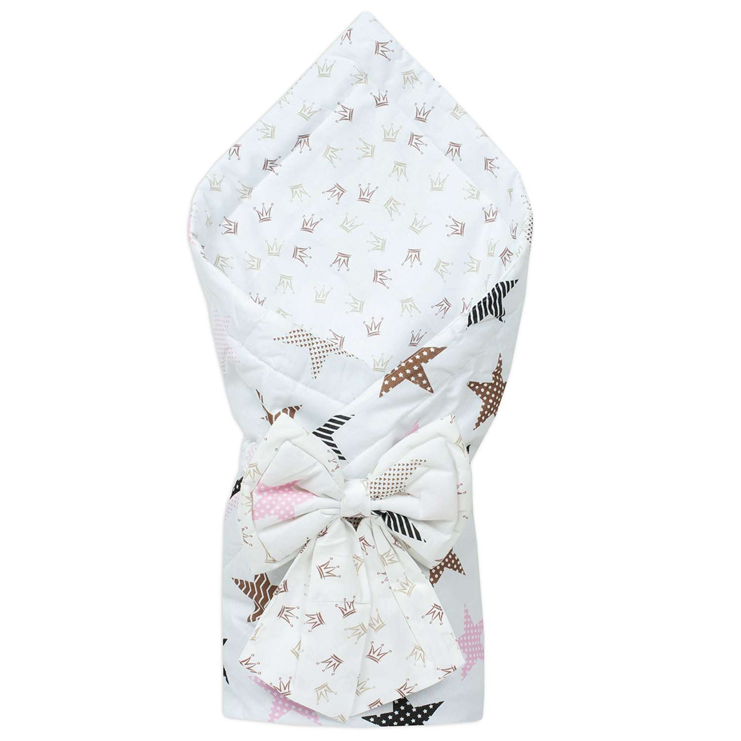 Конверт-одеяло Чудо-чадо для новорожденного на выписку Времена года короны/розовый - фото 1