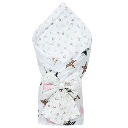 Конверт-одеяло Чудо-чадо для новорожденного на выписку Времена года короны/розовый