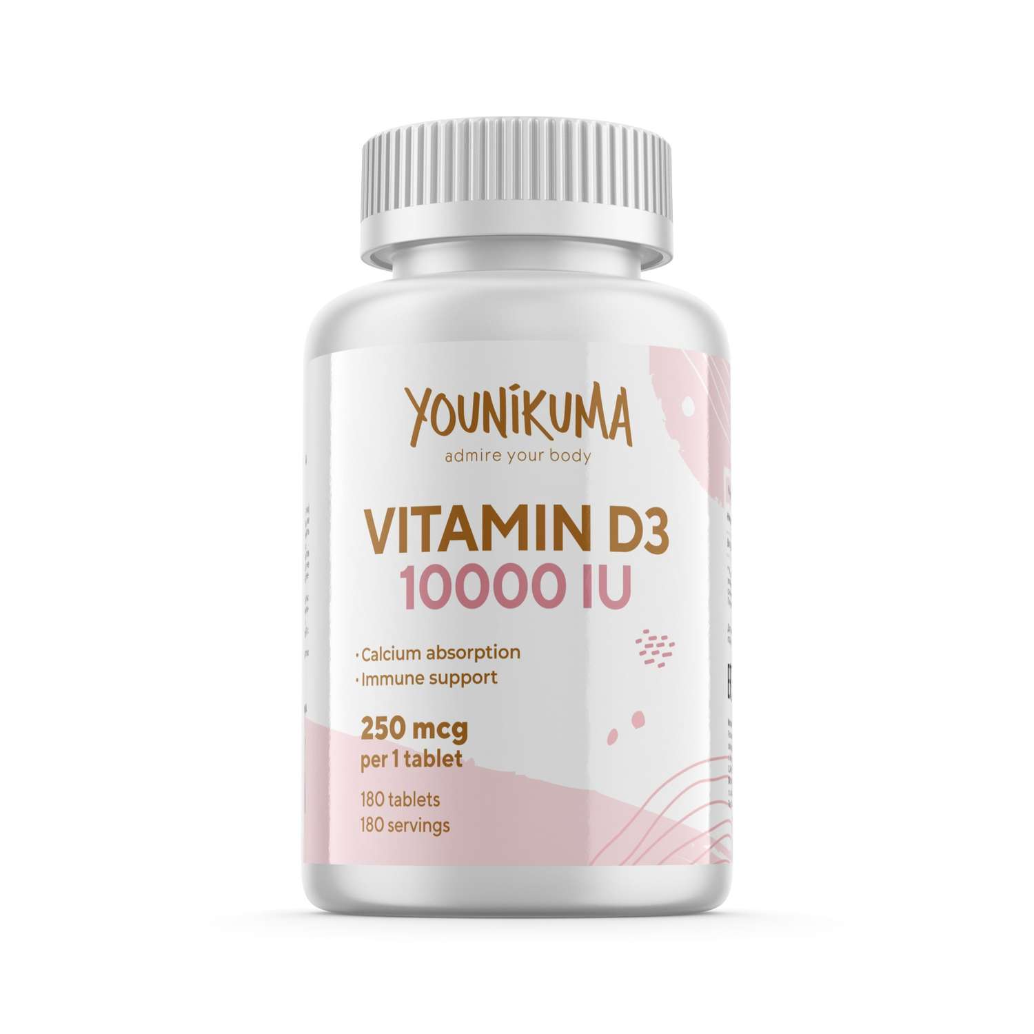 Комплексная пищевая добавка YOUNIKUMA Витамин Д3 10000 ме 180 таблеток - фото 1