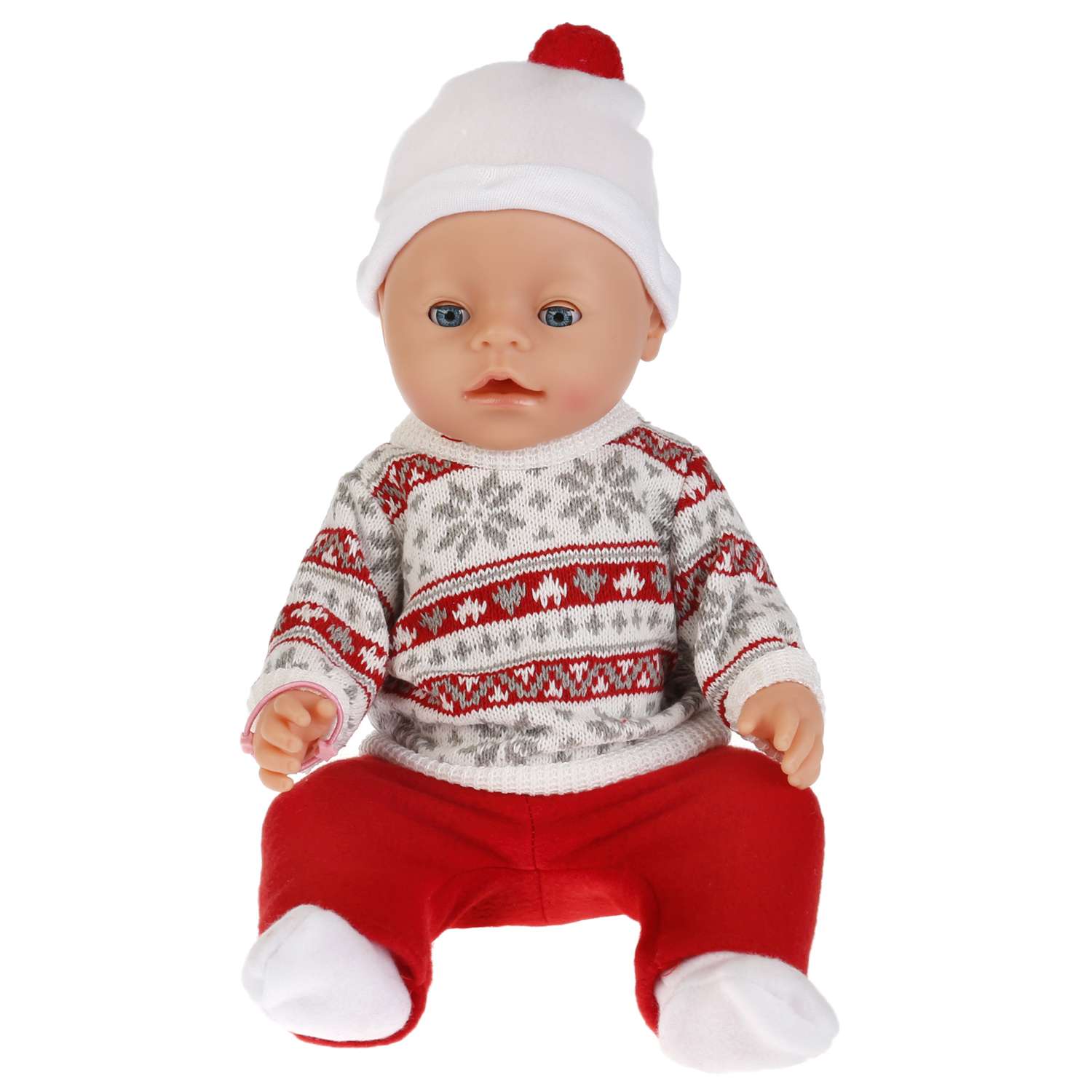 Кукла Карапуз интерактивная функциональная в красно-белом свитере 232601 232601 - фото 1