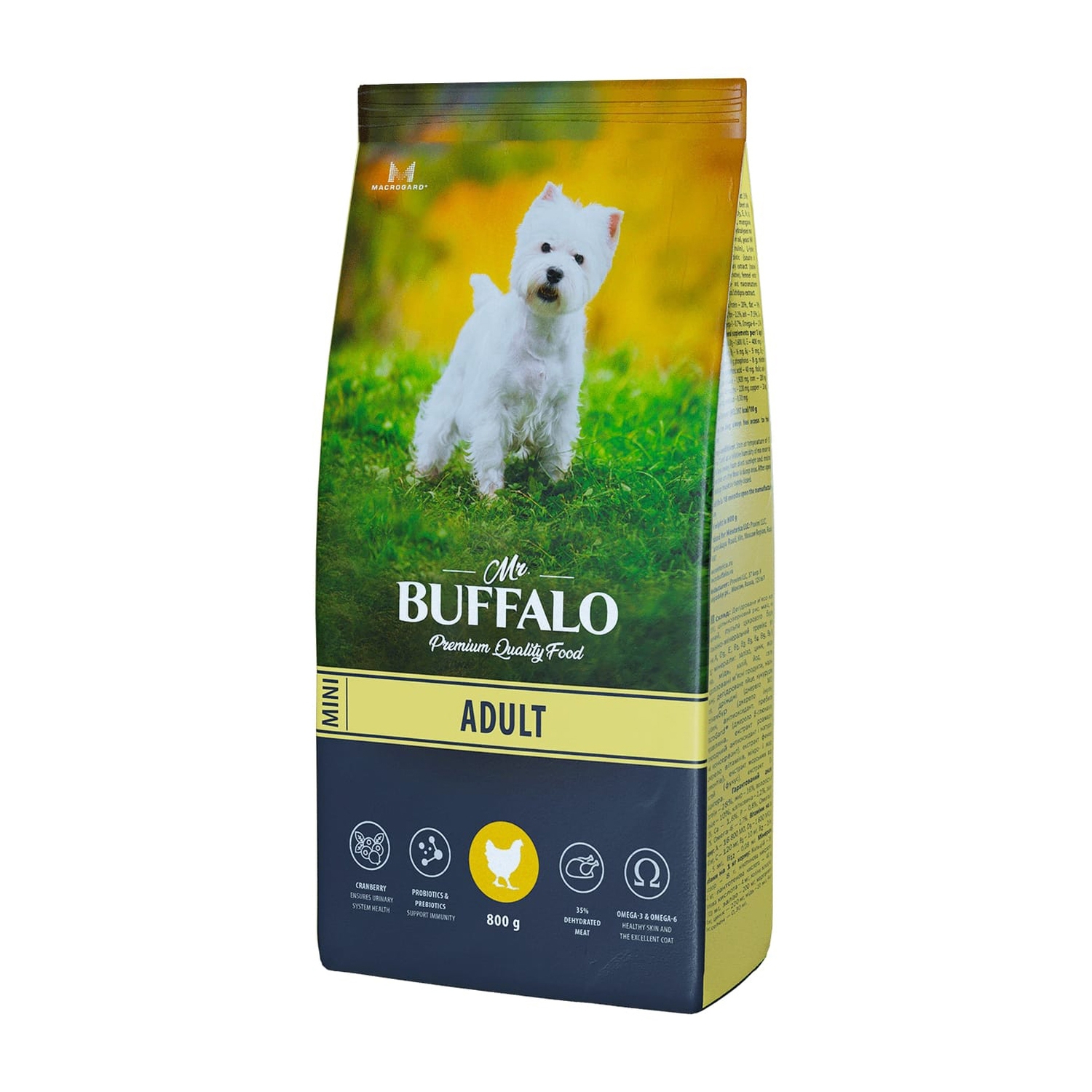 Корм для взрослых собак Mr.Buffalo Adult Mini миниатюрных пород с курицей сухой 800г - фото 1