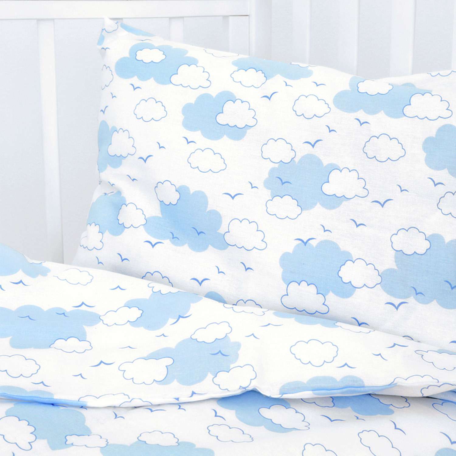 Комплект постельного белья Baby Nice Облака 4предмета Голубой H19/6BL - фото 3