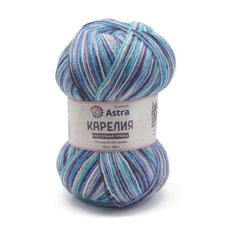 Пряжа для вязания Astra Premium карелия носочная шерсть нейлон 100 гр 400 м цвет 1006 2 мотка