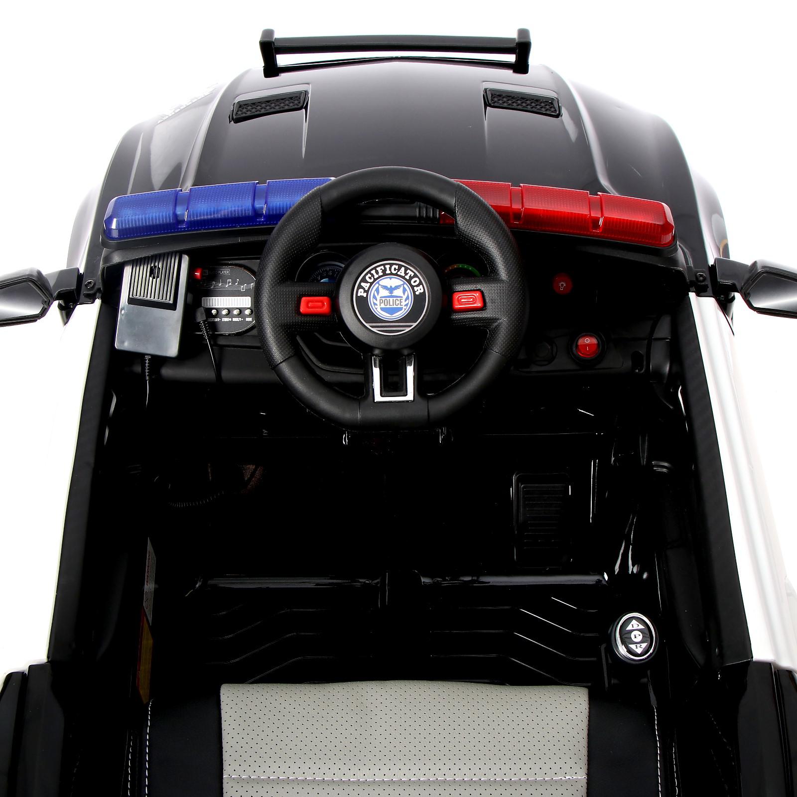 Электромобиль Sima-Land POLICE. EVA колеса кожаное сиденье цвет чёрный глянец - фото 6