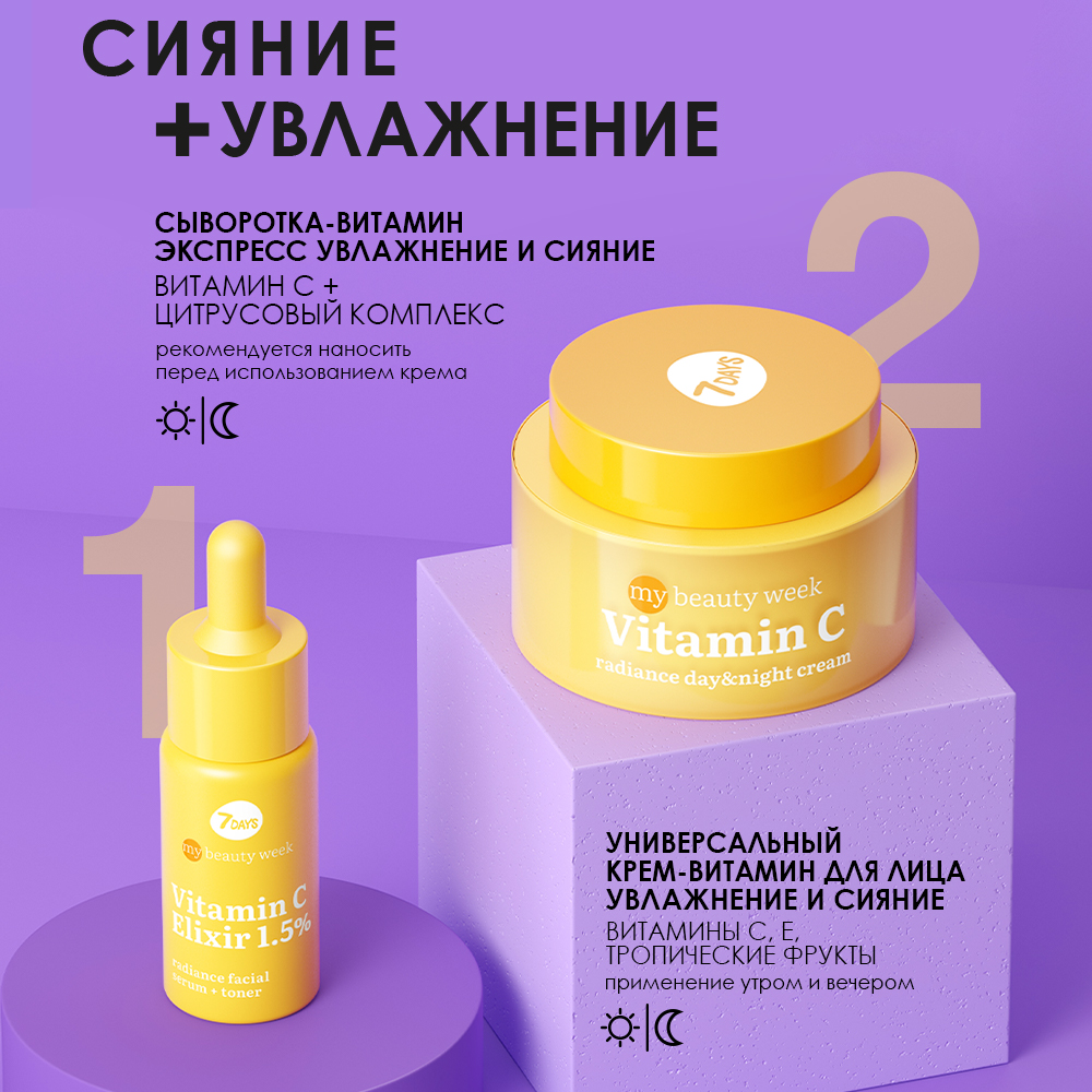 Сыворотка для лица 7DAYS Vitamin С elixir 1.5% придающая сияние коже - фото 7