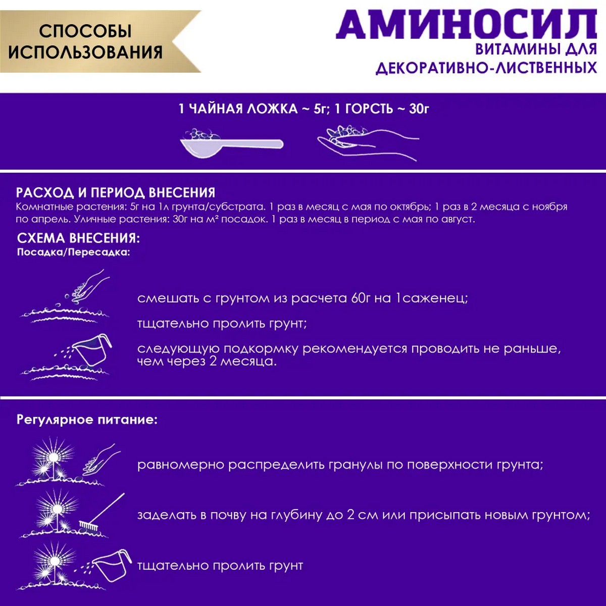 Витамины Аминосил для декоративно-лиственных растений гранулы 300 гр - фото 4