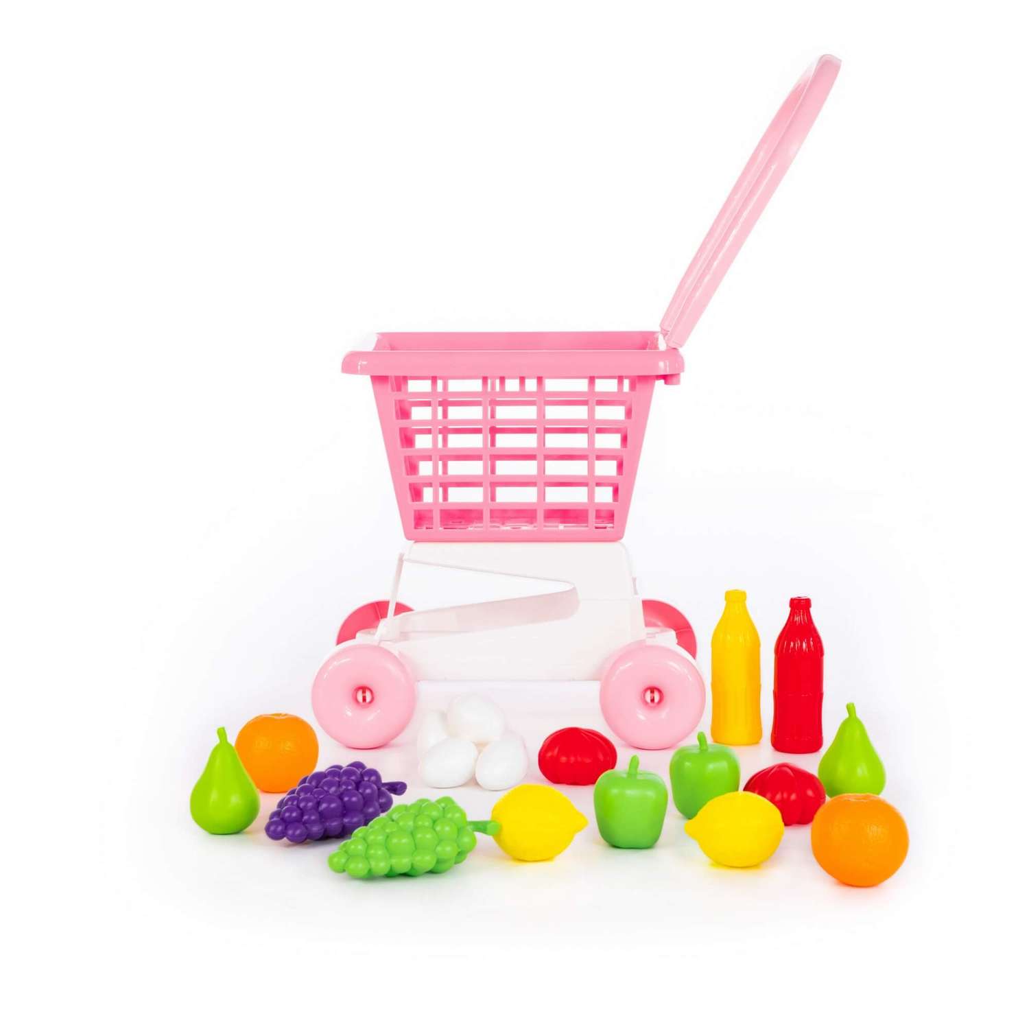 Игровой набор Полесье Тележка Supermarket и продукты розовый - фото 2