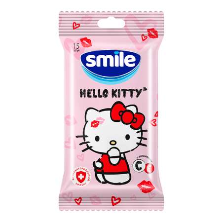 Салфетки влажные Smile W Hello Kitty 15шт в ассортименте