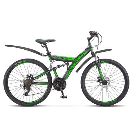 Велосипед STELS Focus MD 26 21-sp V010 18 Чёрный/зелёный