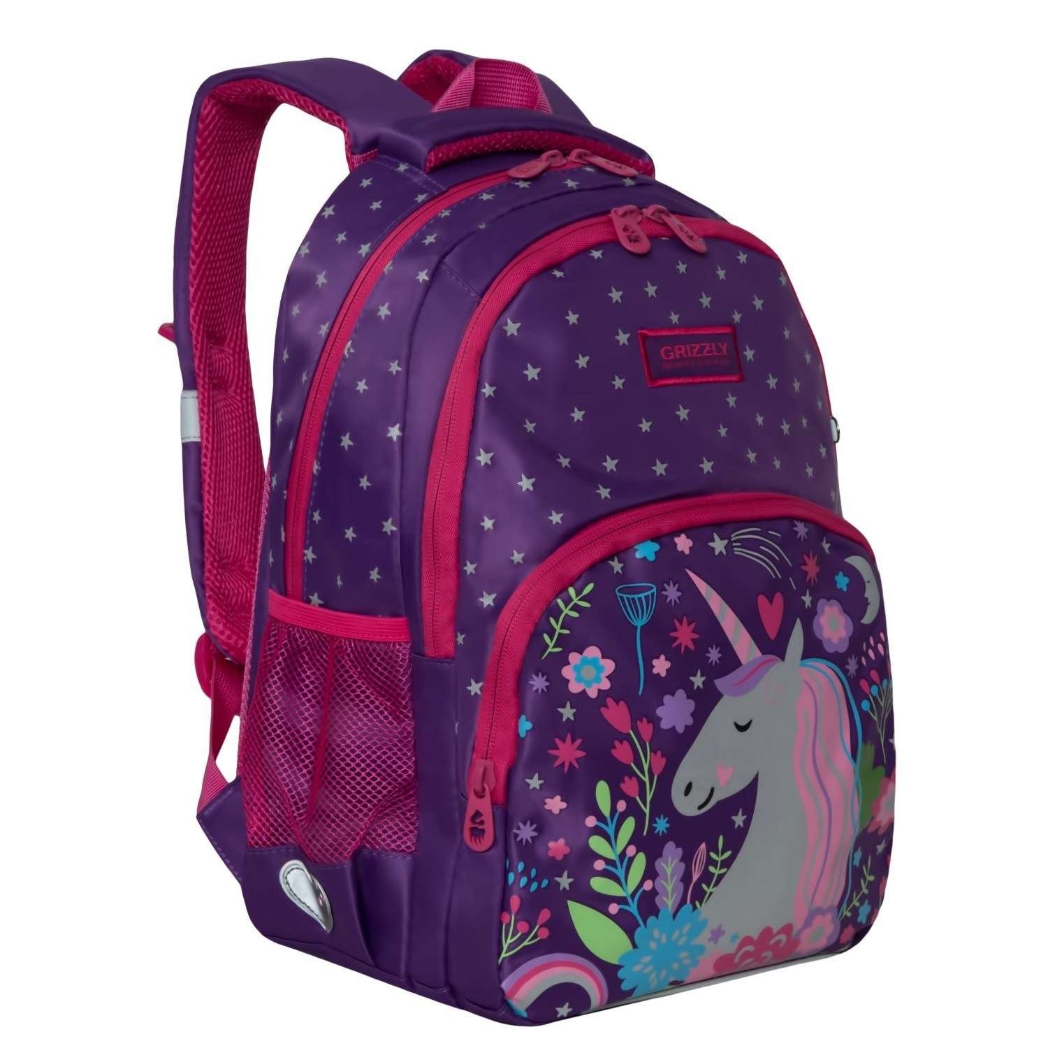 Рюкзак школьный Grizzly Единорог Фиолетовый RG-966-1/2 - фото 2