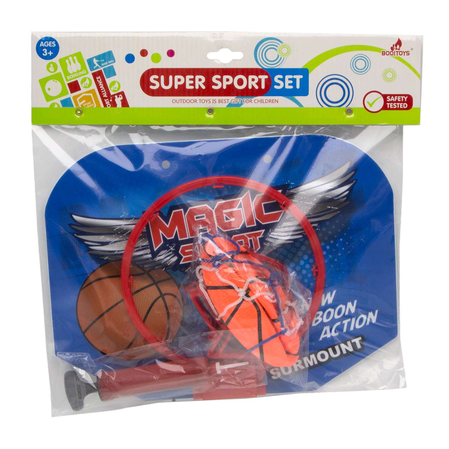 Набор для баскетбола S+S корзина со щитом мяч насос - фото 2