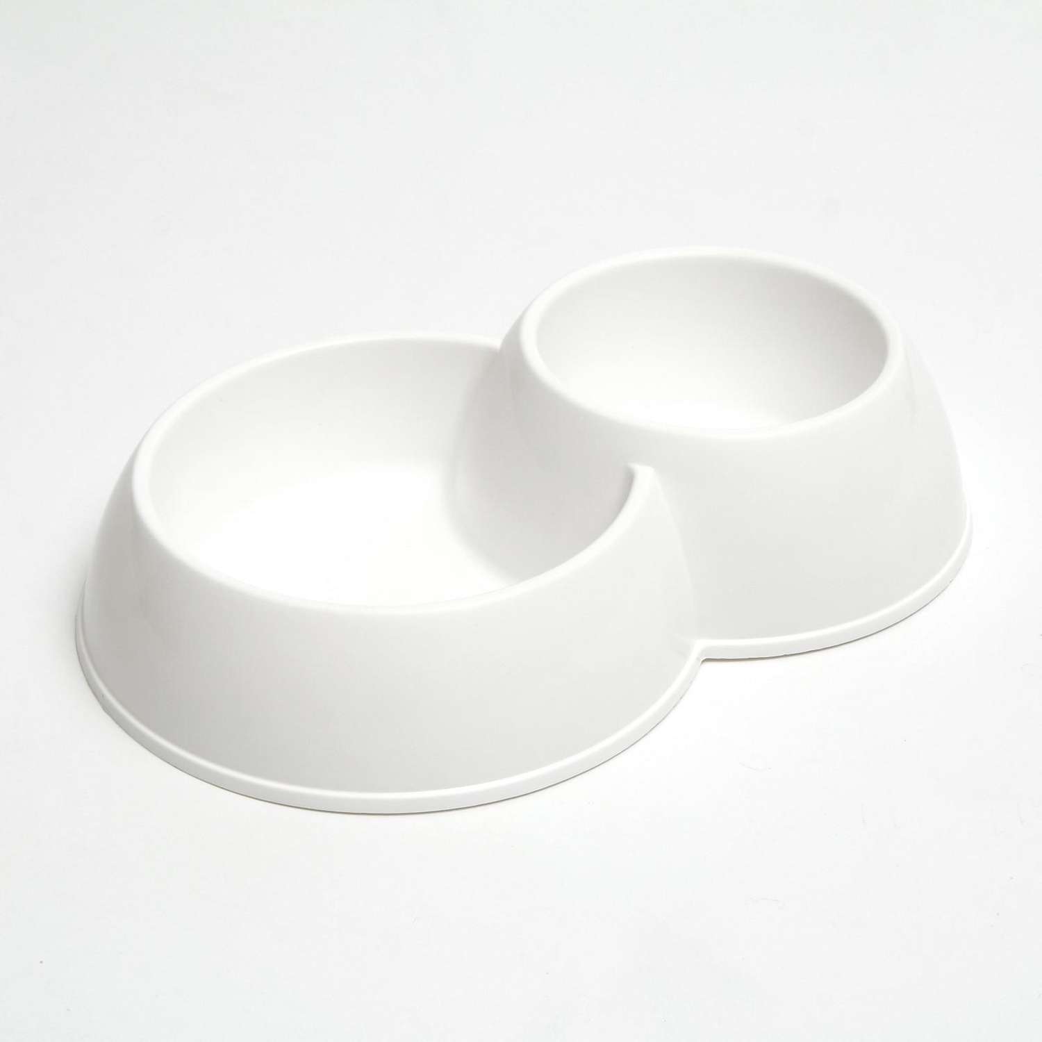 Миска Пижон двойная пластиковая 1.2 и 0.7 л 29.5х20х6 см белый - фото 1