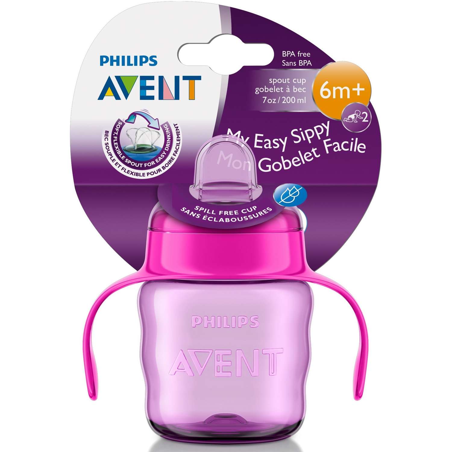 Поильник Philips Avent Comfort с носиком ручками 200мл с 6месяцев Розовый SCF551/03 - фото 2