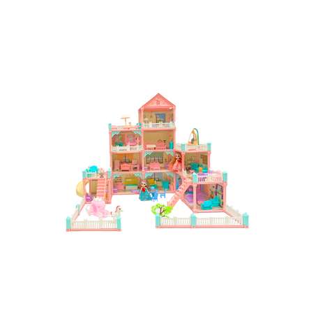 Кукольный домик конструктор SHARKTOYS для девочек с мебелью светом куклами 4 этажа 11 комнат