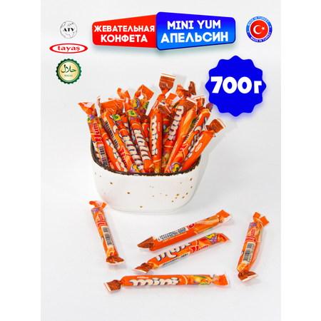 Жевательные палочки TAYAS конфетки mini yum с апельсиновым вкусом 700 г