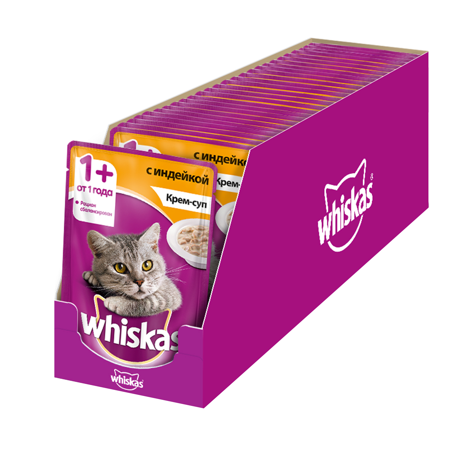 Корм для кошек Whiskas крем-суп с индейкой пауч 85г - фото 3