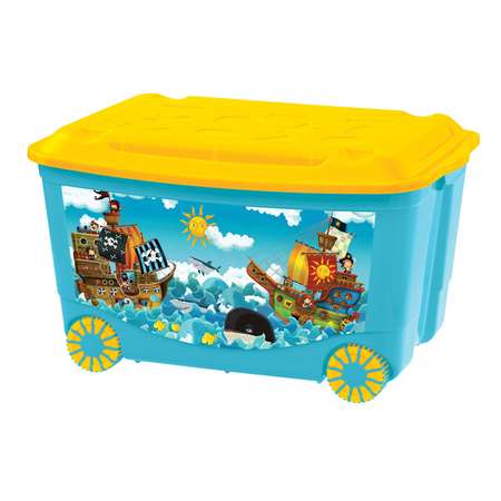 Ящик для игрушек Пластишка на колесах с аппликацией в ассортименте