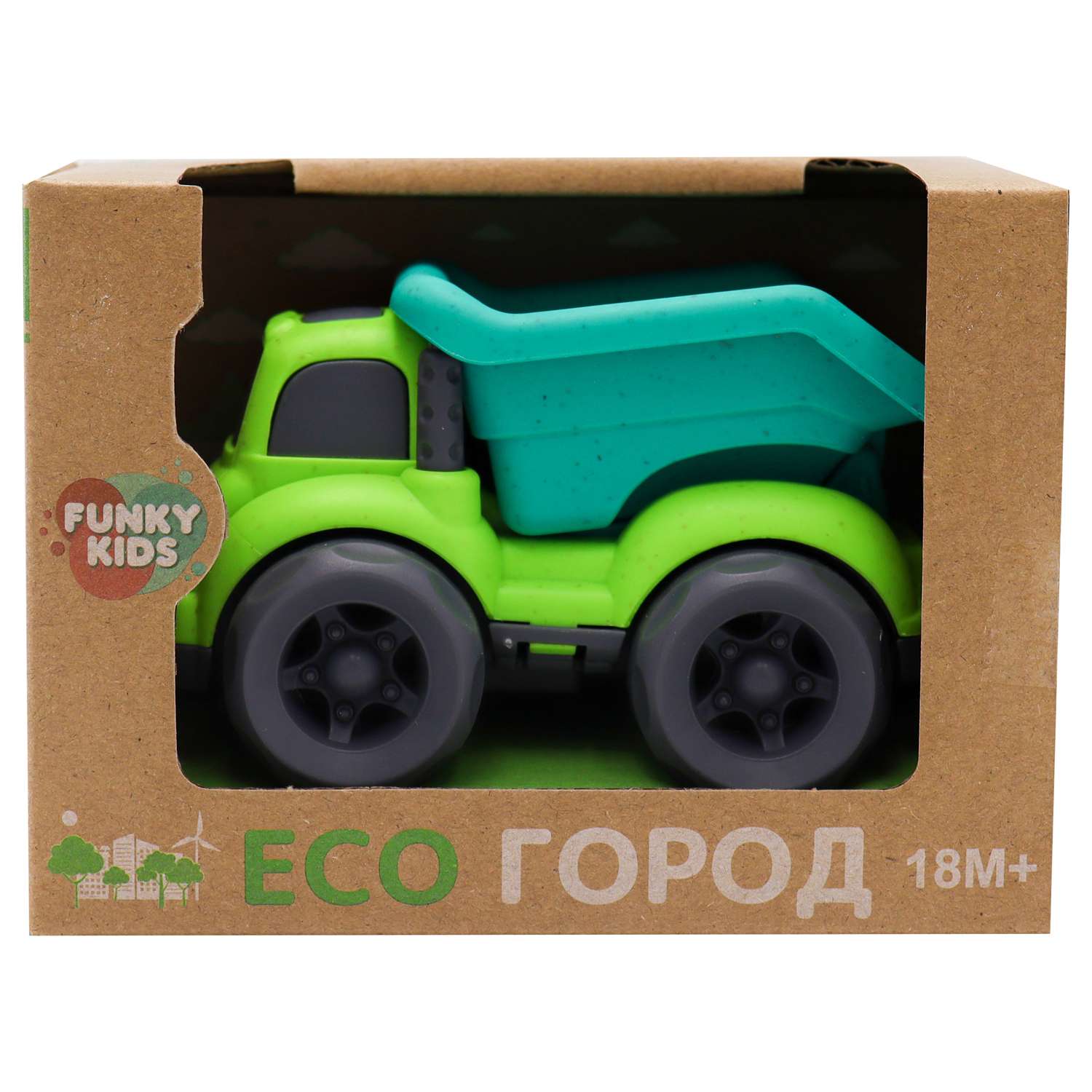 Игрушка Funky Toys Эко-машинка грузовик Зеленый 10 см FT0278074 - фото 2