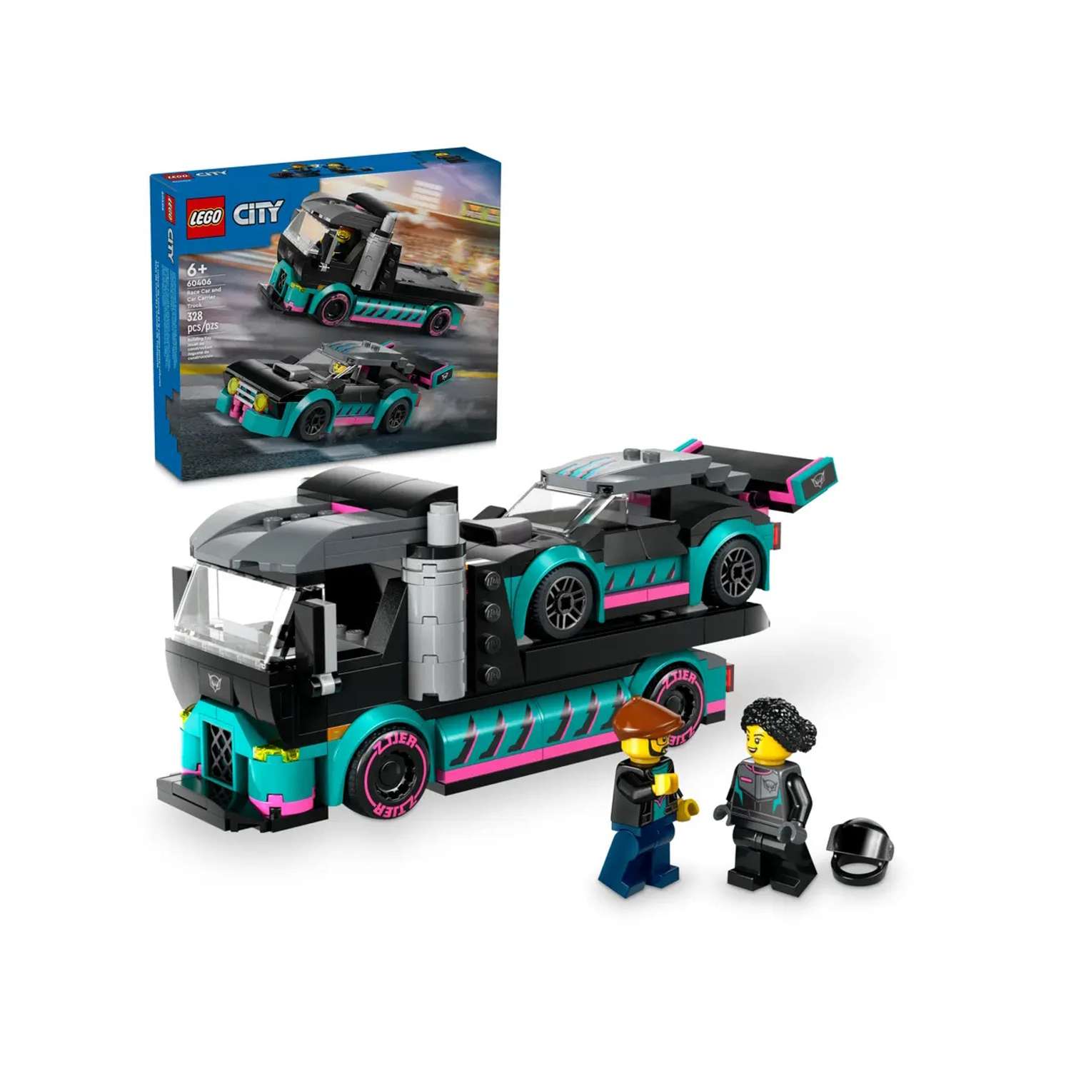 Конструктор LEGO City Гоночный автомобиль и грузовик-перевозчик 60406 - фото 1