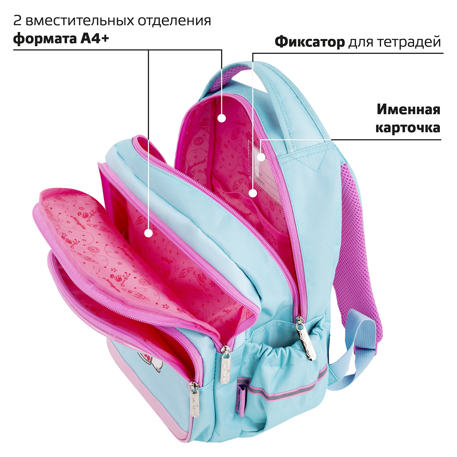 Ранец Юнландия школьный для девочки первоклассницы 2 отделения - фото 8